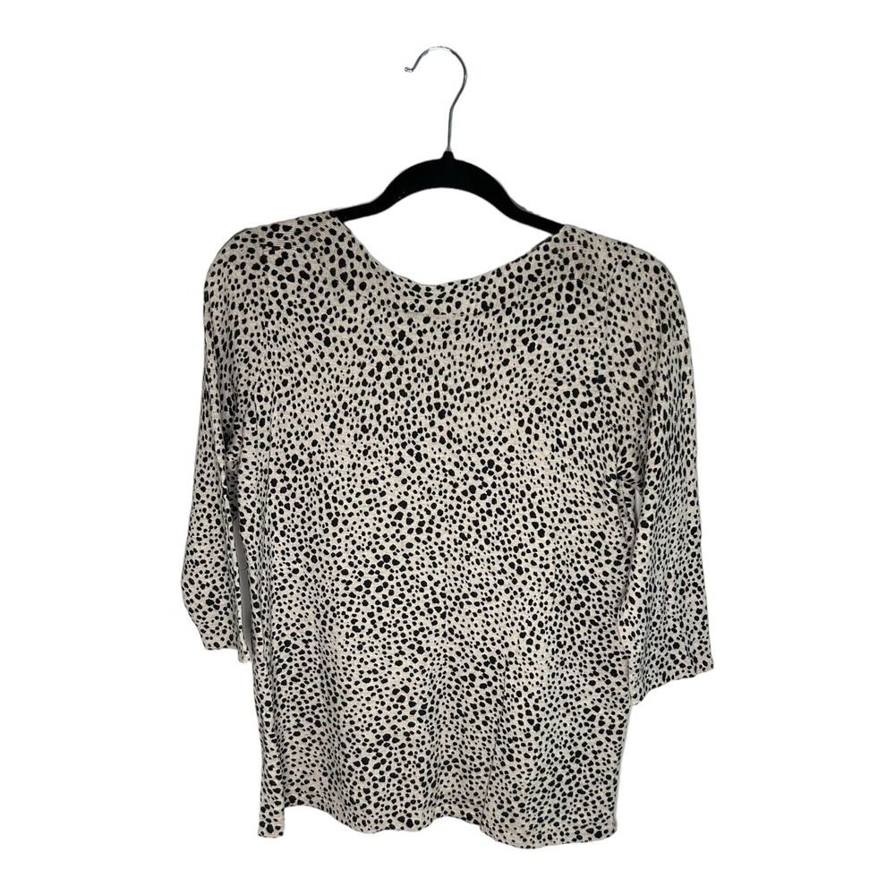 J. Jill Spotted Animal Print 3/4 Sleeve Lightweight Sweater Small Petite Tan